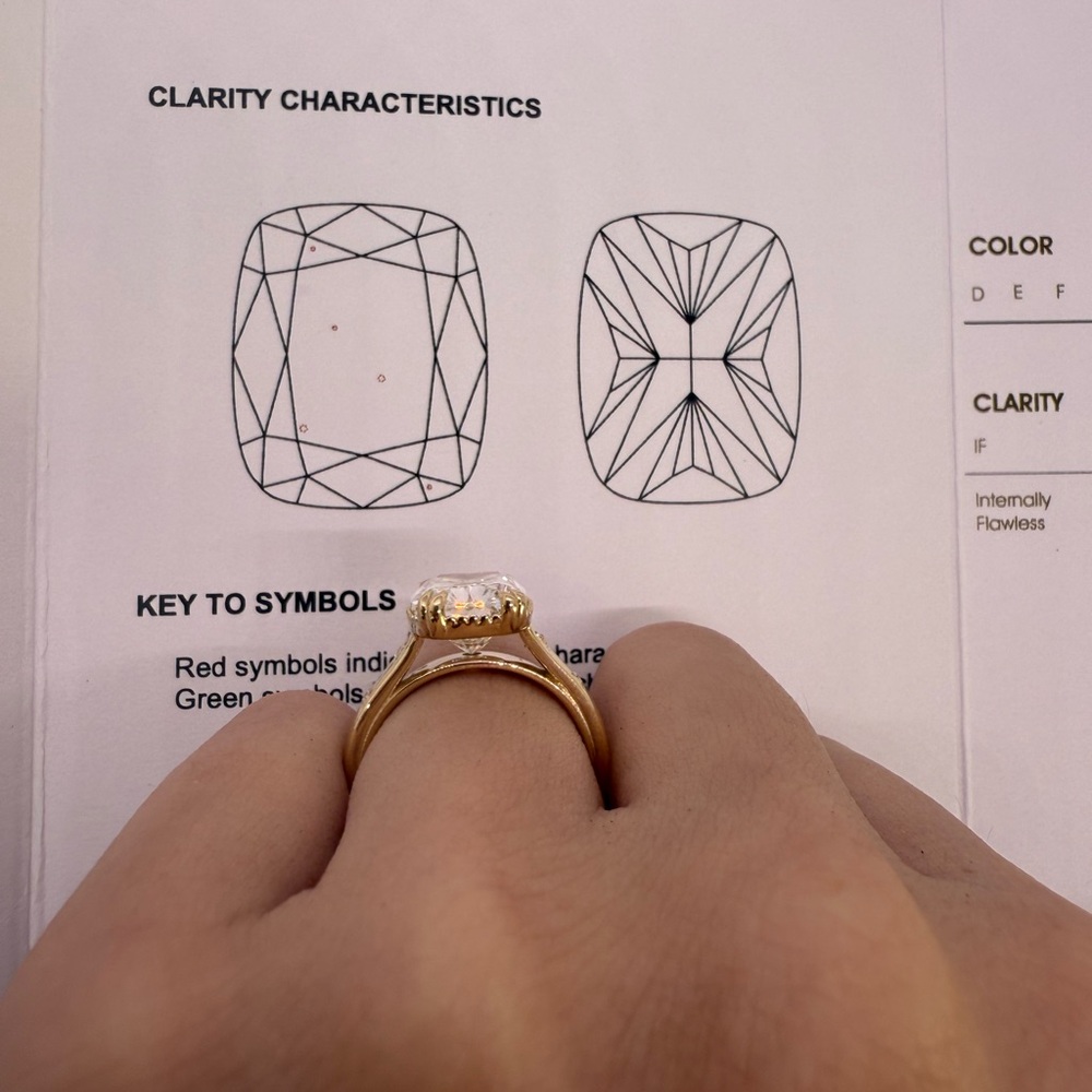 5.04 carat D VS1 elongated cushion diamond engagement ring - Picture 14 of 15